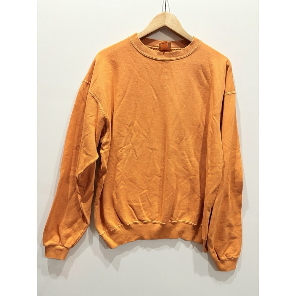 Vintage Anvil Sweatshirt Mens Medium Orange Blank Plain Lounge Comfort NWOT